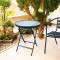 Outdoor Folding Patio Side Table Garden Round Table with Water Wave Glass Metal Steel Iron Dining Outdoor Table for Garden