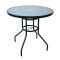 Outdoor Steel Patio Side Table Garden Round Table with Printed Glass Metal Steel Iron Dining Outdoor Table for Garden