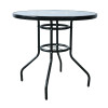 Outdoor Steel Patio Side Table Garden Round Table with Printed Glass Metal Steel Iron Dining Outdoor Table for Garden