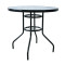 Outdoor Steel Patio Side Table Garden Round Table with Printed Glass Metal Steel Iron Dining Outdoor Table for Garden