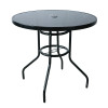 Outdoor Patio Side Table Garden Round Table with Silk Printing Glass Metal Steel Iron Dining Outdoor Table for Garden