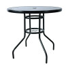 Outdoor Patio Side Table Garden Round Table with Silk Printing Glass Metal Steel Iron Dining Outdoor Table for Garden