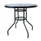 Outdoor Patio Side Table Garden Round Table with Silk Printing Glass Metal Steel Iron Dining Outdoor Table for Garden