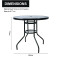 Outdoor Patio Side Table Garden Round Table with Silk Printing Glass Metal Steel Iron Dining Outdoor Table for Garden