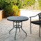 Outdoor Patio Side Table Garden Round Table with Silk Printing Glass Metal Steel Iron Dining Outdoor Table for Garden