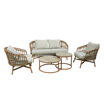 All Day Outdoor Aluminium 4 Seat Garden Sectional Sofa Sofa Furniture Rattan Outdoor Terrace Session Set