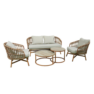 All Day Outdoor Aluminium 4 Seat Garden Sectional Sofa Sofa Furniture Rattan Outdoor Terrace Session Set