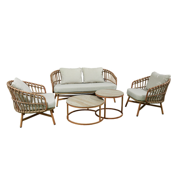 All Day Outdoor Aluminium 4 Seat Garden Sectional Sofa Sofa Furniture Rattan Outdoor Terrace Session Set