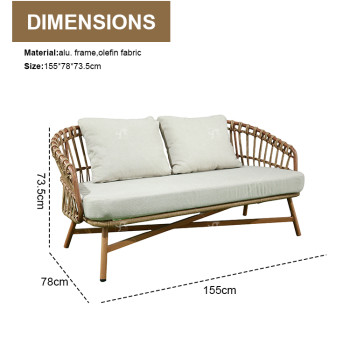 All Day Outdoor Aluminium 4 Seat Garden Sectional Sofa Sofa Furniture Rattan Outdoor Terrace Session Set