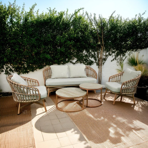 All Day Outdoor Aluminium 4 Seat Garden Sectional Sofa Sofa Furniture Rattan Outdoor Terrace Session Set