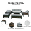 Modern Aluminium 6-Piece Woven Rattan Patio Sectional Furniture Indoor Outdoor Square Lifting Table Sofa Chairs Sets