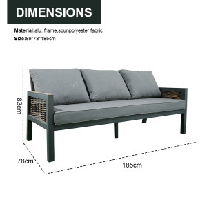 Modern Aluminium 6-Piece Woven Rattan Patio Sectional Furniture Indoor Outdoor Square Lifting Table Sofa Chairs Sets