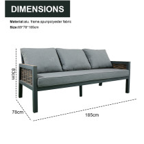 Modern Aluminium 6-Piece Woven Rattan Patio Sectional Furniture Indoor Outdoor Square Lifting Table Sofa Chairs Sets