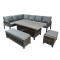 Modern Alu. Rattan Corner Sofa Set of 6 Woven Rattan Patio Sectional Furniture Square Lifting Table Sofa Chairs Sets