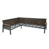 Modern Alu. Rattan Corner Sofa Set of 6 Woven Rattan Patio Sectional Furniture Square Lifting Table Sofa Chairs Sets