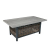 Modern Alu. Rattan Corner Sofa Set of 6 Woven Rattan Patio Sectional Furniture Square Lifting Table Sofa Chairs Sets