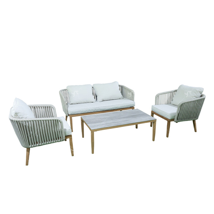 Outdoor Garden Alu. Rope Sofa Set of 4 Garden Sectional Sofa Sofa Furniture Rope Outdoor Terrace Session Set