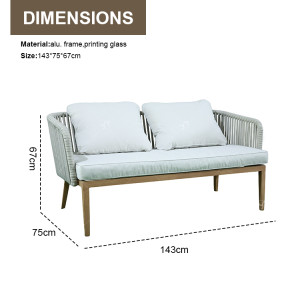 Outdoor Garden Alu. Rope Sofa Set of 4 Garden Sectional Sofa Sofa Furniture Rope Outdoor Terrace Session Set