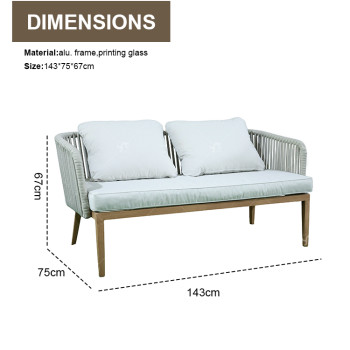 Outdoor Garden Alu. Rope Sofa Set of 4 Garden Sectional Sofa Sofa Furniture Rope Outdoor Terrace Session Set