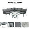 4-Piece Outdoor Aluminium Furniture Set Rope Woven Design Garden Balcony Nesting Sofa Chair Coffee Table