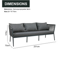 4-Piece Outdoor Aluminium Furniture Set Rope Woven Design Garden Balcony Nesting Sofa Chair Coffee Table