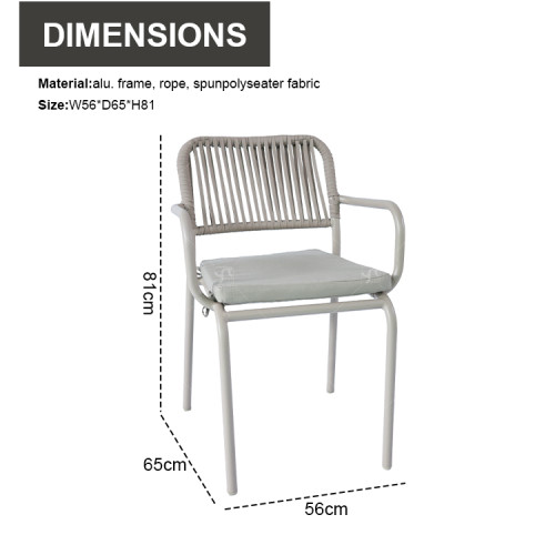 Modern Hot Selling Good Quality Rope Garden Furniture Dining  Rope Dining Table and Chair Rope Dining Set of 7