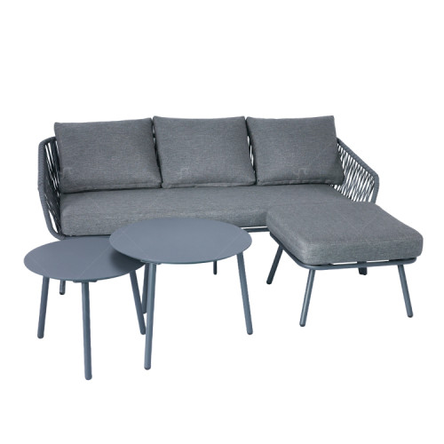 Modern Outdoor  Luxury Garden Sofas Aluminum Frame  4pcs Aluminum Metal With Rope Set Outdoor Furniture with 2 Coffee Table