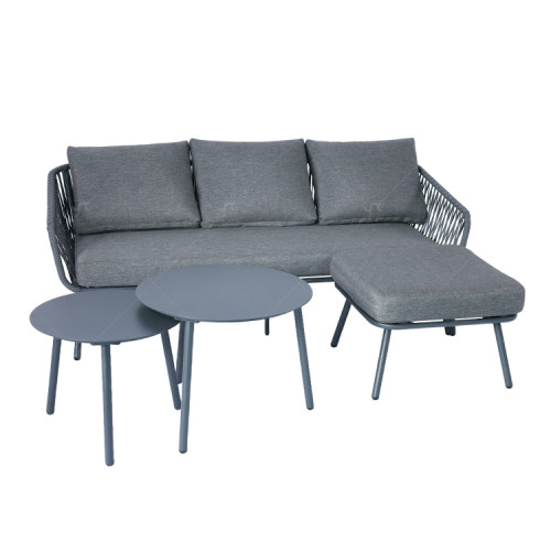 Modern Outdoor  Luxury Garden Sofas Aluminum Frame  4pcs Aluminum Metal With Rope Set Outdoor Furniture with 2 Coffee Table