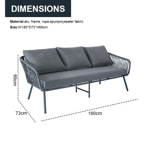 Modern Outdoor  Luxury Garden Sofas Aluminum Frame  4pcs Aluminum Metal With Rope Set Outdoor Furniture with 2 Coffee Table