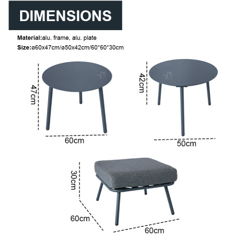 Modern Outdoor  Luxury Garden Sofas Aluminum Frame  4pcs Aluminum Metal With Rope Set Outdoor Furniture with 2 Coffee Table