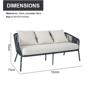 Outdoor 5 Seater 4 Pieces Patio Garden Set Out Door Fabric Woven Rope Backyard Outdoor Furniture Rope Garden Sofa Patio Set