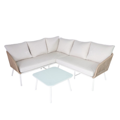 Modern Minimalist L-Shape Corner Sofa Set Hand Woven Rope Wicker Factory Direct for Hotel Garden Outdoor Furniture for Park