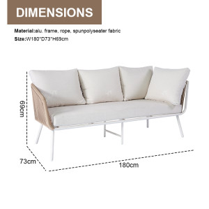 Modern Minimalist L-Shape Corner Sofa Set Hand Woven Rope Wicker Factory Direct for Hotel Garden Outdoor Furniture for Park