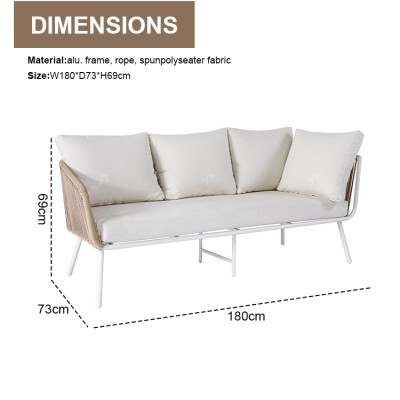 Modern Minimalist L-Shape Corner Sofa Set Hand Woven Rope Wicker Factory Direct for Hotel Garden Outdoor Furniture for Park