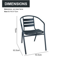 Outdoor Aluminum Alloy Chair High Quality Furniture Bistro Restaurant Stackable Black Arm Chairs  Modern Design Furniture