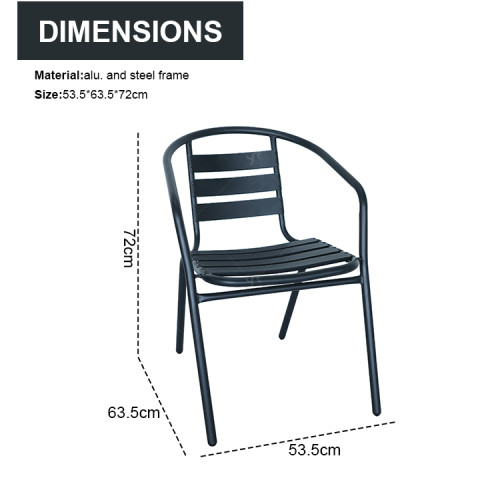 Outdoor Aluminum Alloy Chair High Quality Furniture Bistro Restaurant Stackable Black Arm Chairs  Modern Design Furniture