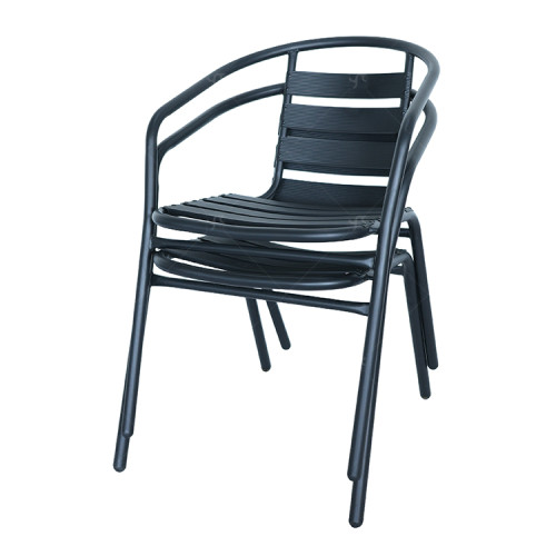Outdoor Aluminum Alloy Chair High Quality Furniture Bistro Restaurant Stackable Black Arm Chairs  Modern Design Furniture