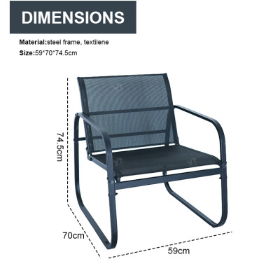Outdoor Coffee Sets Silk Printing Glass Table and  Chair Camping Patio Dinning Steel Garden Chair Three-piece Sets