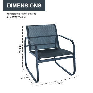 Outdoor Coffee Sets Silk Printing Glass Table and  Chair Camping Patio Dinning Steel Garden Chair Three-piece Sets