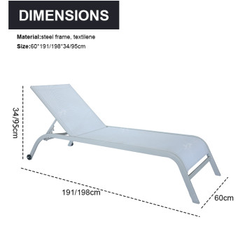 Outdoor Steel Five Position Adjustable Garden Beach Chaise Lounge Chair Patio Garden Hotel Sun Lounge