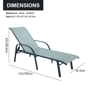 Outdoor Alu Five Position Adjustable Garden Beach Chaise Lounge Chair Patio Garden Hotel Sun Lounge