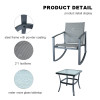 Outdoor Coffee Sets Water Wave Glass Table and  Chair Camping Patio Dinning Steel Garden Chair Three-piece Sets