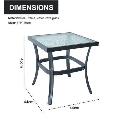 Outdoor Coffee Sets Water Wave Glass Table and  Chair Camping Patio Dinning Steel Garden Chair Three-piece Sets