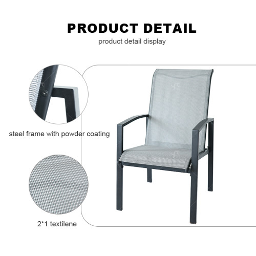 2x1 Teslin Modern Comfort Flex Metal Patio Chair with Arm Popular Outdoor Garden Chair for Park Use  Teslin Design
