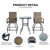 Outdoor Coffee Sets Silk Printing Glass bar Table and Swivel bar Chair Camping Patio Garden Chair Three-piece Sets