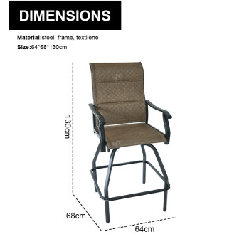 Outdoor Coffee Sets Silk Printing Glass bar Table and Swivel bar Chair Camping Patio Garden Chair Three-piece Sets