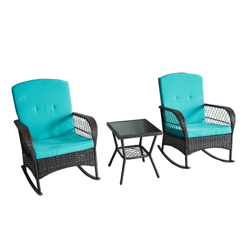 Steel Pipe Rattan Weaving Casual Three-piece Set with  Sofa Chair Outdoor Garden Leisure Rattan Furniture Set