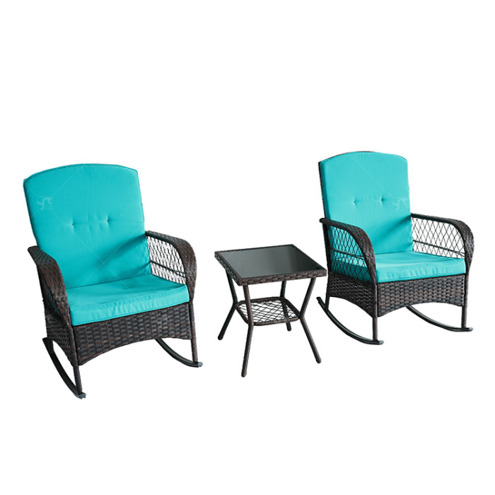 Steel Pipe Rattan Weaving Casual Three-piece Set with  Sofa Chair Outdoor Garden Leisure Rattan Furniture Set