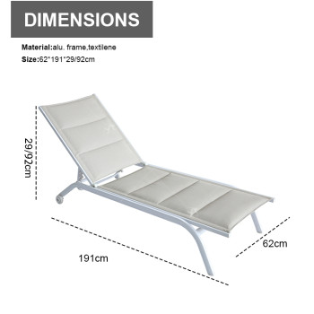 Outdoor Alu Five Position Adjustable Garden Beach Chaise Lounge Chair Patio Garden Hotel Sun Lounge