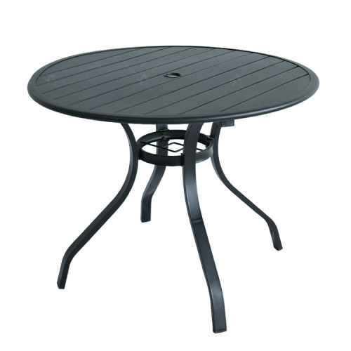 Outdoor Patio Round Table Garden Round Table with Steel Slat Tabletop Metal Steel Iron Dining Outdoor  Table for Garden